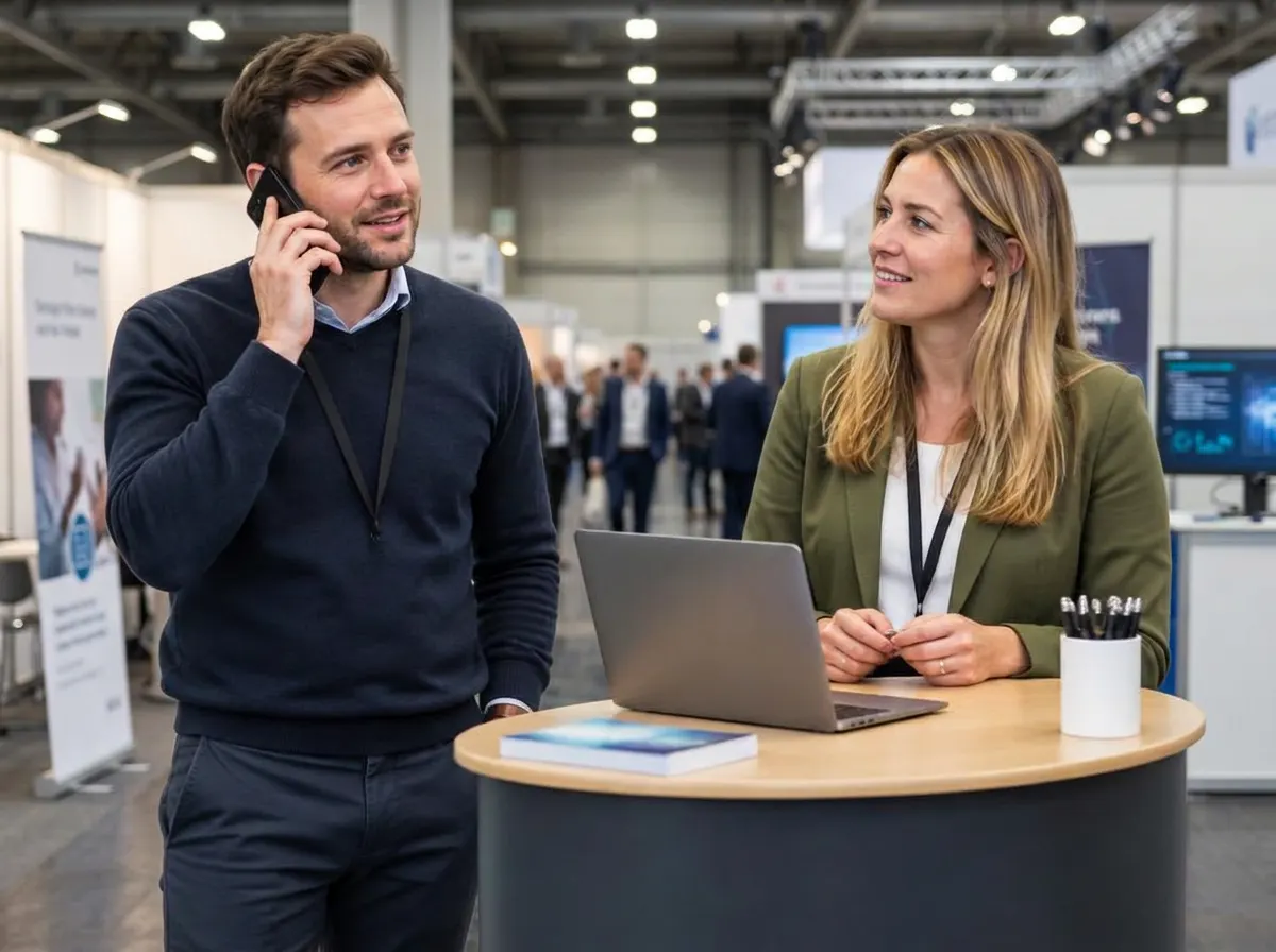 Colleagues on a trade-show stand