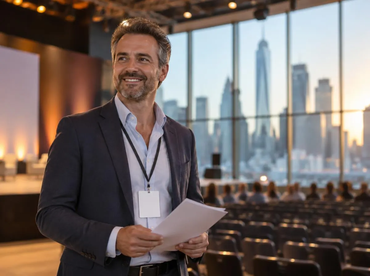 A charity speaker at a conference