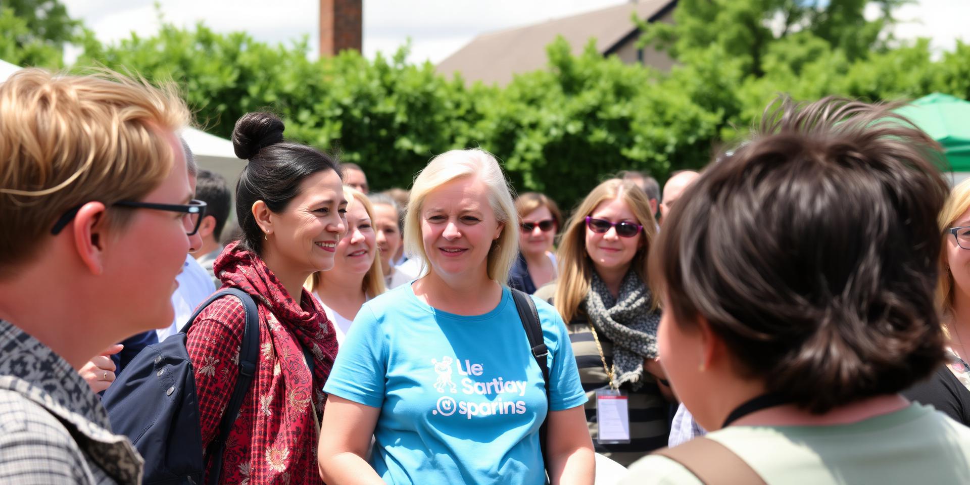 Supporters chatting at a small community fundraising event outdoors