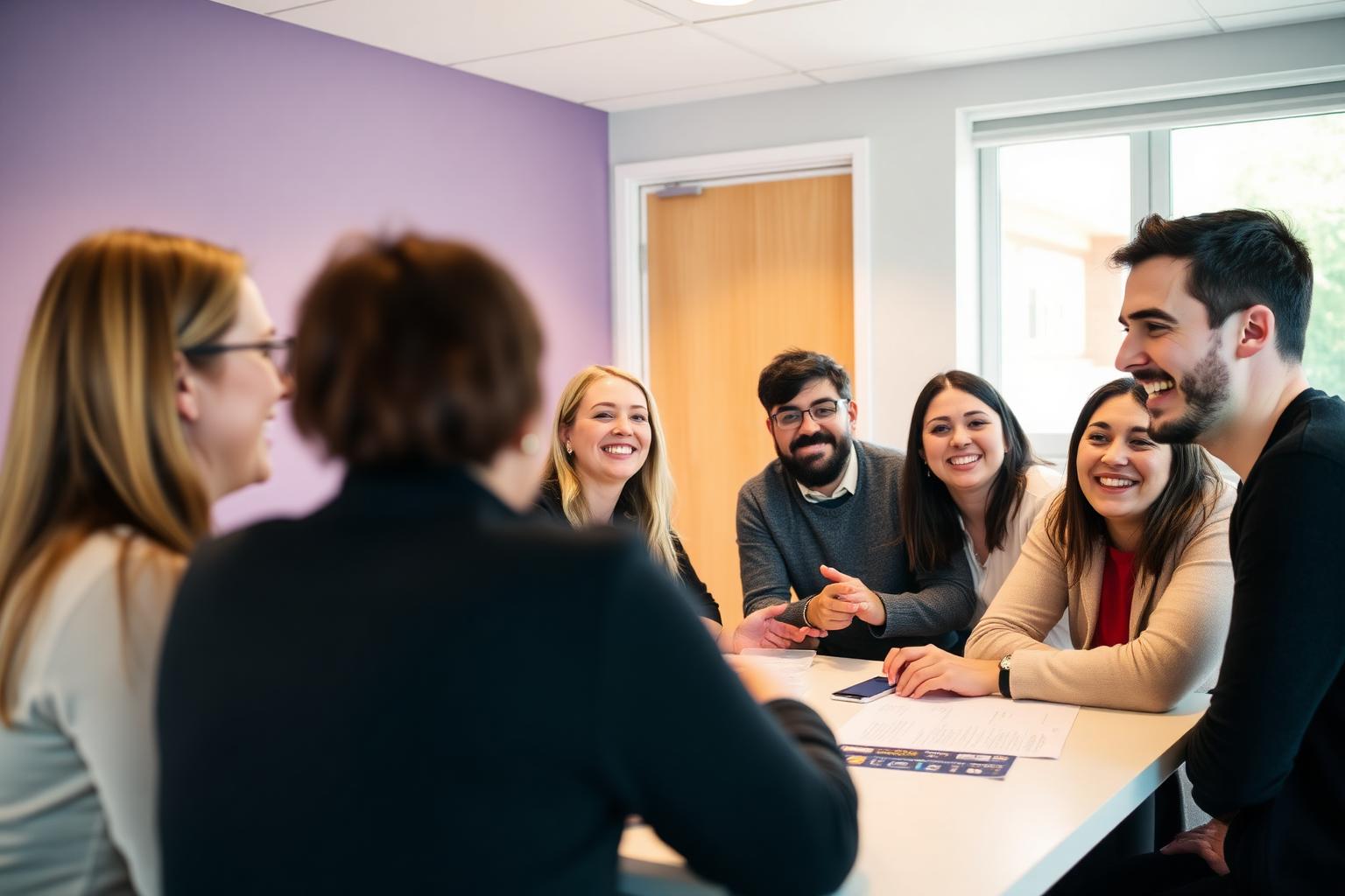 A charity team working at their desks